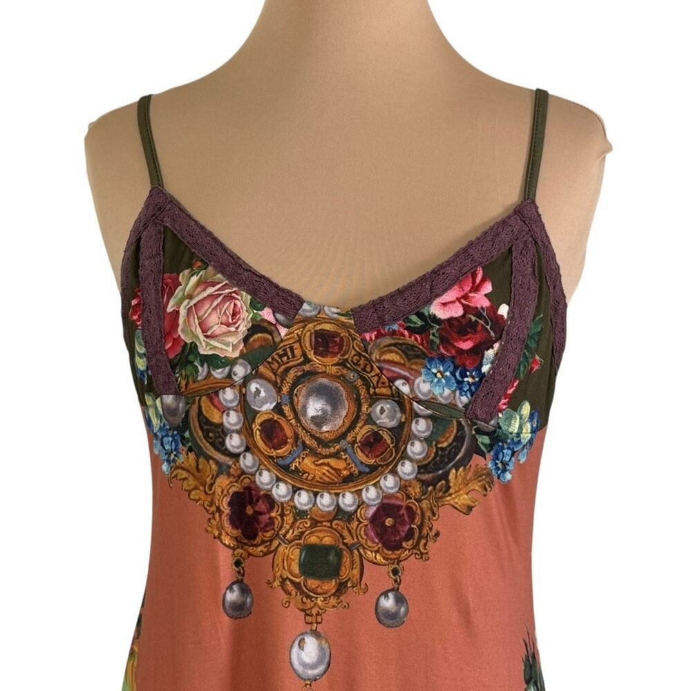 Vintage Inspired Cherub Midi Dress Angel Jewel Toned Romantic Bohemian Size S/M - Picture 4 of 9
